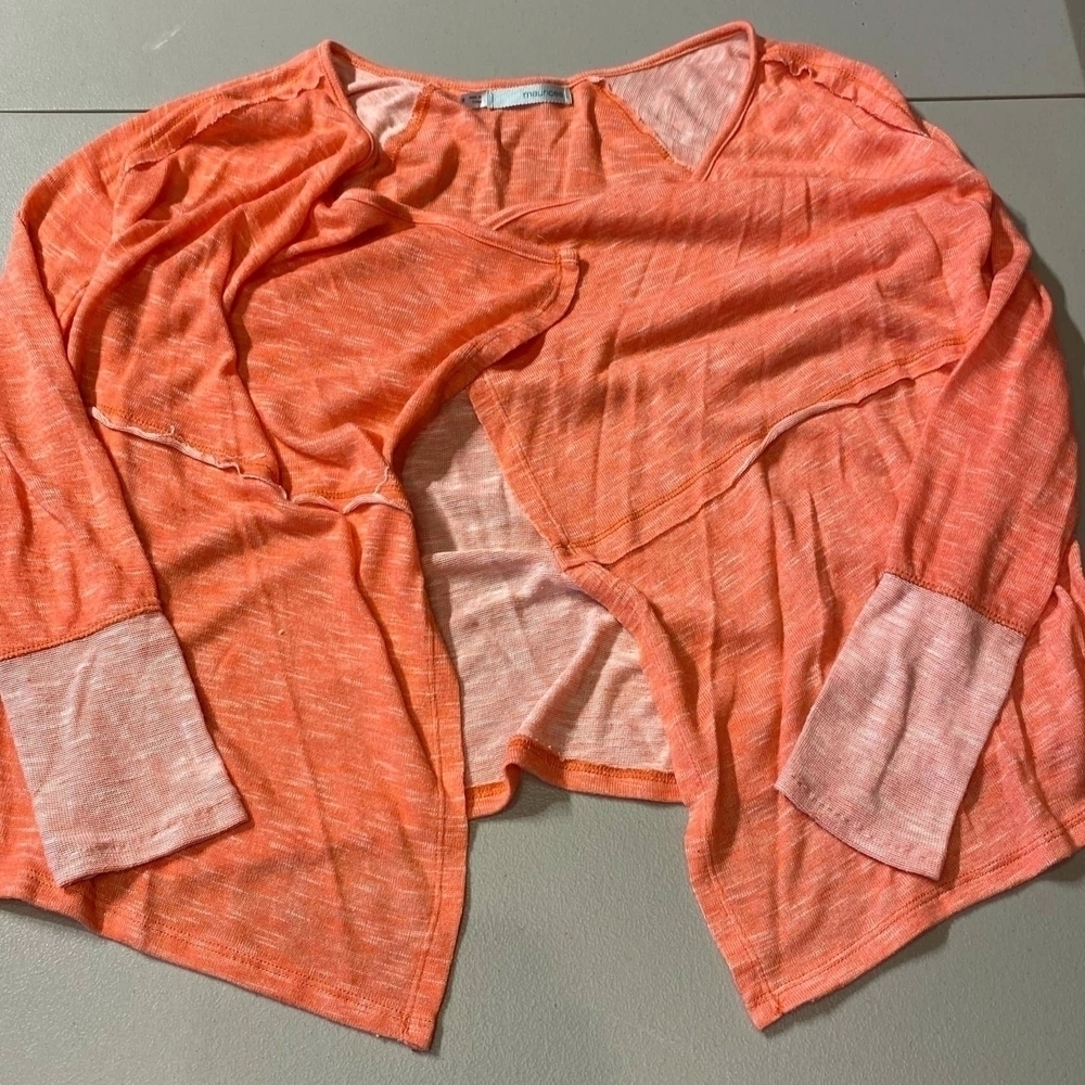 Maurices Two Tone Heathered Coral Open Cardigan Women's Small S Lightweight EUC